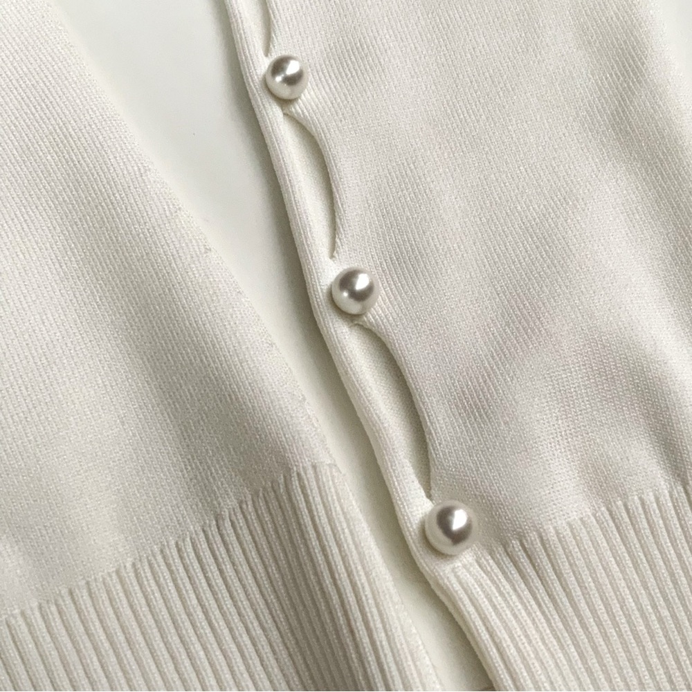 Jonathan Simkhai NWT Geneva Compact Ribbed Pearl Long Sleeve Ivory Top Size XS - Picture 8 of 10